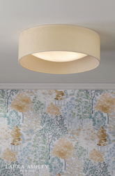 Laura Ashley Buckenham 2 Light Flush Rattan and White Frosted Acrylic